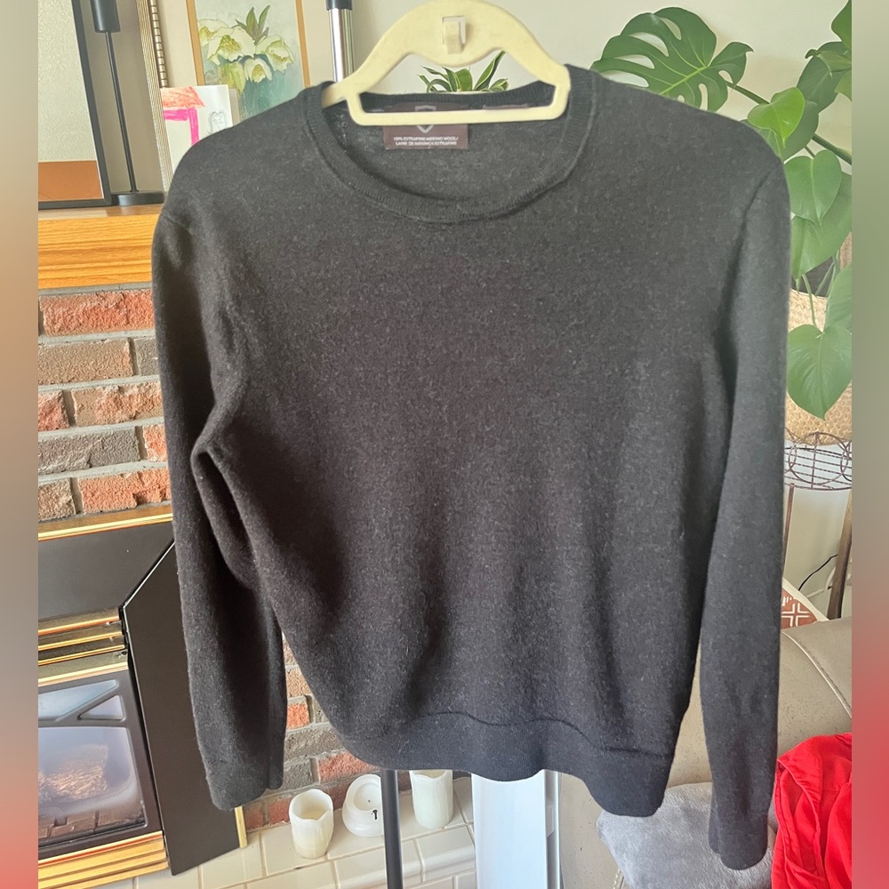 Black Brown 1826 100% extrafine merino wool crewneck sweater